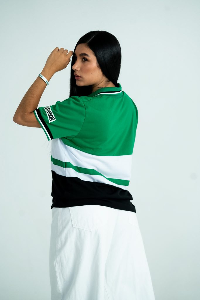 Camiseta Polo Converse blanca y verde