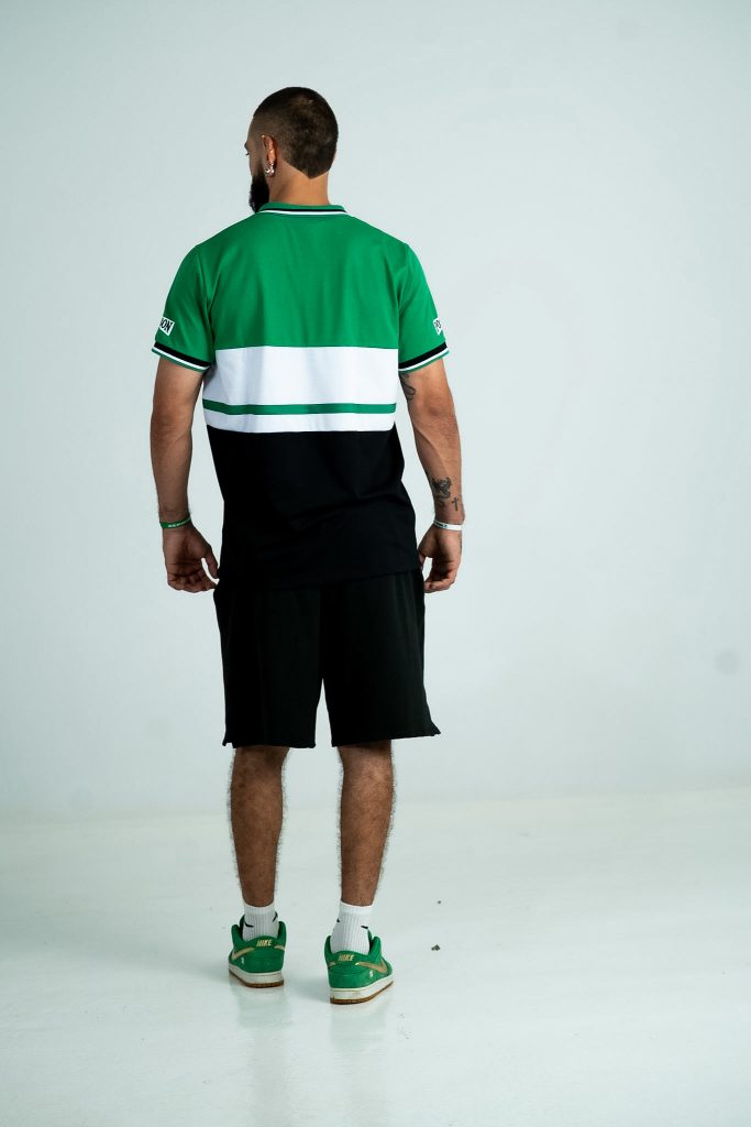 Camiseta Polo Converse blanca y verde