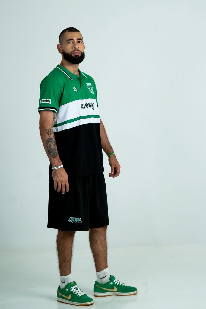 Camiseta Polo Converse blanca y verde